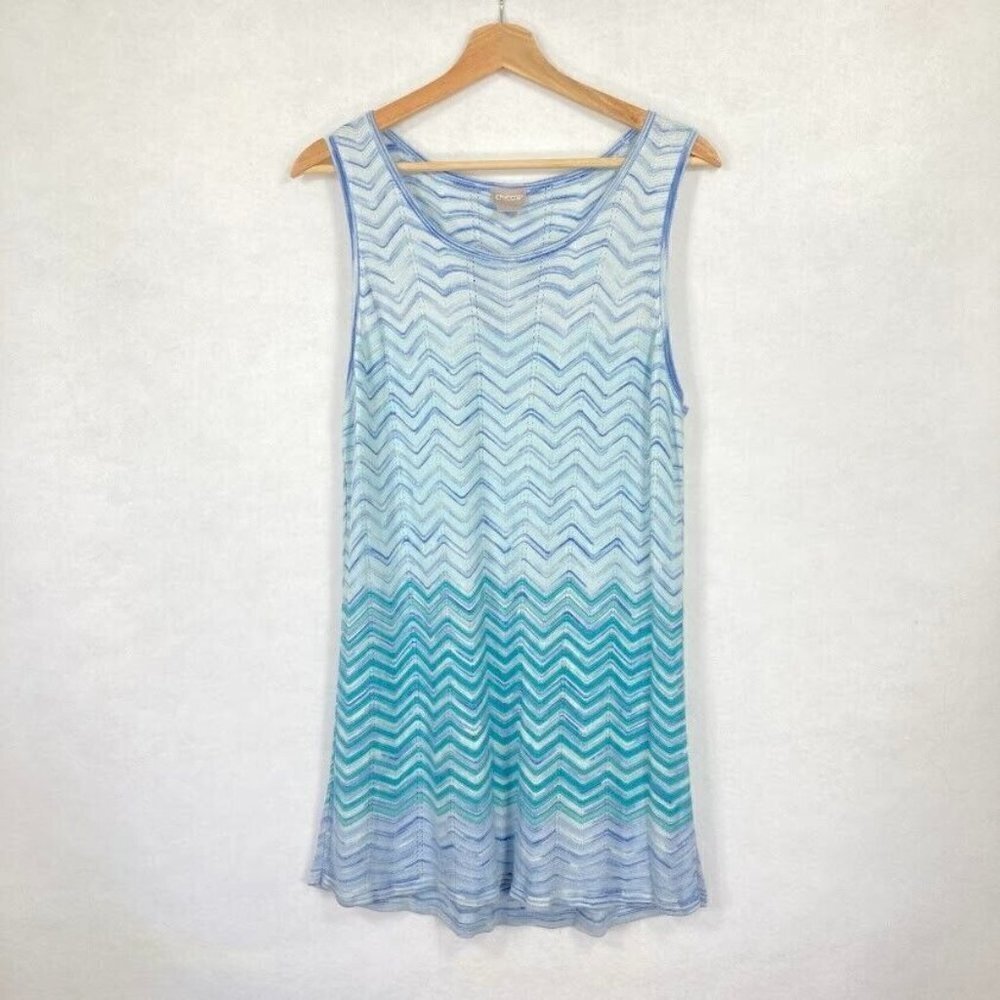 Chico's Sweater Tank Tunic Lightweight Layer Coastal Grandma Beachy Boho XL